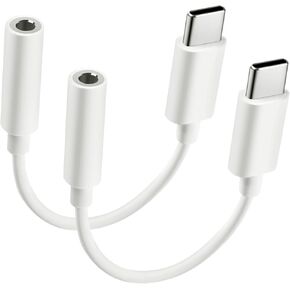 USB Type C to 3.5mm Female Headphone Jack Adapter, 2-Pack USB C to Aux Audio Dongle Cable Cord Compatible with iPhone 16/15 Plus/Pro/Pro Max, iPad Pro, Pixel MacBook Samsung Galaxy S24/S23/S22 Ultra