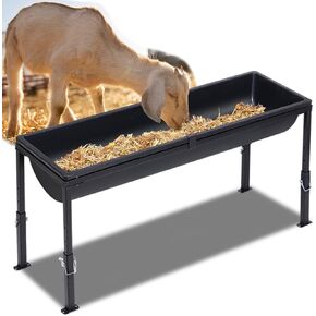 Livestock Water Trough, 39" Long Livestock Feeding Trough with Adjustable Stand, Easy to Assemble and Carry, Feeding Goats, Sheep, Horses, Chicken, Cattle, Alpacas in Farm