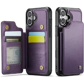 Wallet Case for iPhone 16 Pro Max, Soft PU Leather Case for Men Women with Card Holder Kickstand RFID Blocking Slim Flip Cover for iPhone 16 Pro Max 6.9 Inch (Purple)