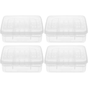 balacoo 16 Grids Reptile Breeding Box, 4 Pcs Reptile Egg Incubator Tray, Plastic Clear Reptile Hatching Box for Hatching Gecko Lizards Lions Mane