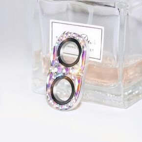 Cavdycidy Bling Diamond Camera Lens Protector Compatible with iPhone 16 Pro ＆ iPhone 16 Pro Max, Metal Glitter Gem Camera Cover，9H Tempered Glass lens full Screen Sparkle Rhinestone Protector