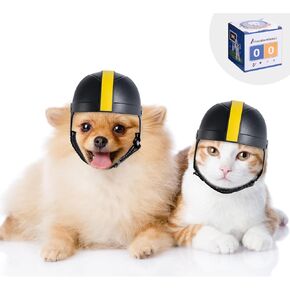 NVTED Pet Cycling Helmet, Dog Cat Motorcycle Bike Helmet for Small Dog Cat Hard Safety Cap with Adjustable Belt Head Protection for Puppy Outdoor Riding (Black-M) in Kuwait