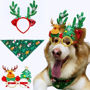 Christmas Costume for Pet Merry Christmas Bandanna Christmas Hat for Dog Christmas Bandanna Sunglasses for pet (Large)