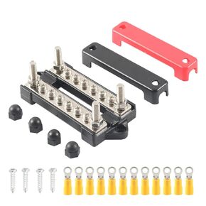 12V 12x8# Power Distribution Terminal Block Battery BusBar Set Negative/Positive Insulated Busbar for Auto Marine Car Trailer RV Boat Motorcycle UTV ATV