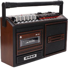 Portable Cassette Player, Vintage Tape Player Full Band Noiseless AM FM Radio for Elderly Children, with Headphone Jack, USB Memery Card Input Player Recorder(Coffee Color)