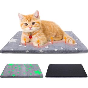 MH MYLUNE HOME Self Warming Bed Mat for Large Dog, 36"x23" Graphene & Glow-in-The-Dark Fabric Dog Crate Mat, Removable Washable Cover Anti-Slip Bottom Orthopedic Calming Pet Bed Pad for Kennel Cage