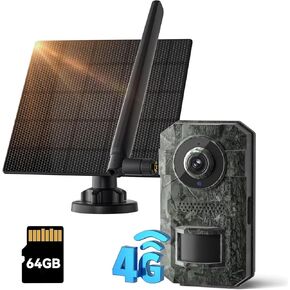 4G LTE Cellular Trail Cameras 2 Pack,2k Game Camera Built-in Sim Card,with 64g Memory Card Solar Trail Camera PIR Motion Activated 0.1s Trigger Time, No Glow Night Vision IP66 Waterproof