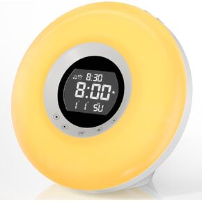 Sunrise Alarm Clock with Wake up Light for Kids, Adults, Heavy Sleepers, Sleep Aid with Sunrise Simulation, 8 Colors Nightlight, 6 Natural Sounds, Snooze, Ideal Gift
