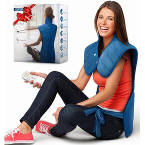Heating Pad for Neck and Shoulders and Back, 2.7lb Weighted Heating Pad for Back Pain Relief 6 Heat Settings 4 Timers Auto-Off, Gifts for Women Men Mom Dad, 22" x 37", Cyan