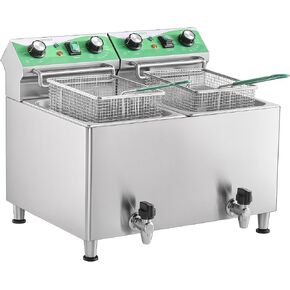Deep Fryer with Basket and Lid Commercial Fryers with Oil Filtration and Timer 12L/12.7QT Electric Countertop Fryer Stainless Steel Single Tank Fryer for Home and Reastaurant Use 110V 1750W