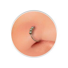 Fake Nose Ring Thin Hoop 24G - 14k Gold Filled Faux Nose Piercing With Beads - No Piercing Needed Nose Rings For Women
