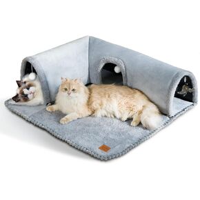 CATISM Cat Tunnels, Cat Tunnels for Indoor Cats, Detachable Cat Tunnel, Kitty Tube Cat Bed Tunnel, Cat Tube 3 Ports + 2 Ceiling Balls + 1 Removable Feather Toys Cat Tunnel for Cats