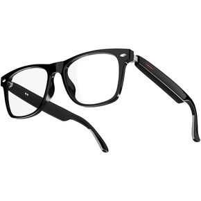 E13 Bluetooth Audio Smart Glasses for Men Women, Blue Light Blocking & Sunglasses Lens for Office Outdoor Sports Drive Hands-Free Calling, Easy Automatic Pairing (Transparent)