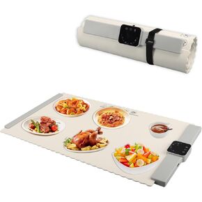 Electric Warming Tray with Adjustable Temperature,Foldable Food Warmer for Parties Features 5 Modes Fast Heating & 1-4 Hour Timer Function,Hot Plate for Buffet,Family Gatherings,Sabbath,Countertop