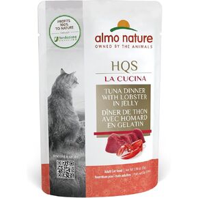 Almo Nature HQS La Cucina Tuna with Lobster in Jelly, Grain Free, Additive Free, Adult Cat Wet Food, Shredded, Pouches, 24 x 55g/1,94 oz
