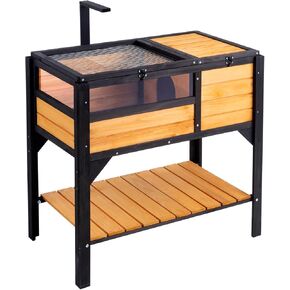 VEVOR Tortoise Habitat, Wooden Tortoise House Indoor & Outdoor, Tortoise Enclosure with Light Stand, Reptile Enclosure Small Animal Cage with Stand Legs for Gecko, Lizard, Snake