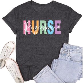 Nurse Shirts for Women Funny Nurse Life Short Sleeve Nurse Week Gifts Tee Top