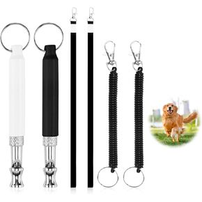 صافرة الكلب، عبوتان من صافرة تدريب الكلاب، صافرة الكلب لإيقاف نباح كلب الجيران، صافرة كلب صامتة بالموجات فوق الصوتية قابلة للتعديل مع حبل وحزام معصم مرن (أسود وأبيض) in Kuwait