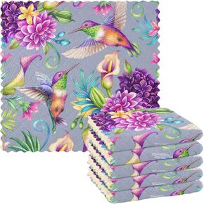Kitchen Dish Towels 6 Pack, Watercolor Fruit Peach Dish Cloths for Drying Dishes Absorbent Cleaning Cloths Washcloth Reusable Dishcloths Dish Rags for Kitchen Bathroom Office, 11"x11"