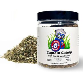 Captain Catnip - 100% Organic Catnip for Cats – Freshly Dried Nepeta Cataria with Maximum Potency – All Natural Cat Nip for Ultimate Feline Fun - 1.76 OZ