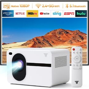 Projector with Wifi and Bluetooth, Electric Focus Native 1080P Full HD 4K Supported 500 ANSI Projector 18000 Lumens Portable Movie Video Projector Compatible with TV Stick Smartphone/HDMI/USB