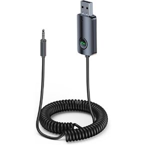 KAIY Bluetooth 5.3 AUX Adapter for Car, 3.5mm Bluetooth Car Music Adapter Built in Mic for HandsFree Calls Music Player, Plug & Play AUX to Bluetooth Receiver for Car Speaker/Home Stereo
