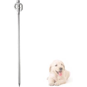 CAMPINGMOON 11.8-inch Dog Tie Out Stake Stainless Steel for Small Pets Outdoors K45-30