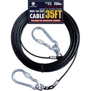 Dog Tie Out Cable 35 Feet- Pets Lead for Small Dogs Puppy Kitty - Dog Leads Light Weight - Up to 25 Pounds - Rust Free Dog Chain for Yard (Black 35ft)