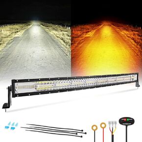 Auxbeam 5 Inch 72W Flush Mount LED Pod Lights 6 Modes Amber White LED Light Bar Flush Mount Fog Lights Amber Offroad Lights Grill Mounted Strobe Lights for Trucks Car ATV Jeep Bumper