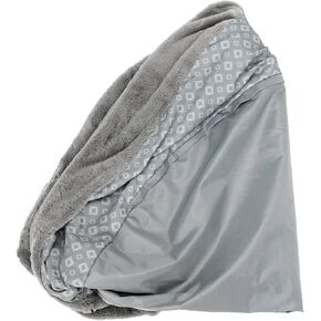 Furhaven Replacement Donut Dog Bed Cover Plush & Diamond Print Calming Cuddler, Machine Washable - Gray, Medium