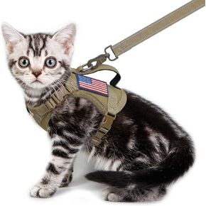 Cat Vest Harness Leash Set for Walking Escape Proof Adjustable Comfy mesh no Pull Harness for Extra Small cat Kitten Puppy Control Handle Anxiety Relief Security Vest with Velcro systerm for Outdoor