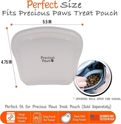 2 Pack Dog Training Silicone Zipper Treat Bag Pouch | Reusable Silicone Zipper Bag for Dry or Wet Dog Treats/Food, Sealable Training Treat Bag for Dogs Cats Pets in Kuwait