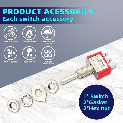 Spdt Toggle Switch，20Pack 2 Position 3 Pin ON-ON Metal Toggle Switch 6A 125VAC Heavy Duty Waterproof Toggle Switch in Saudi Arabia