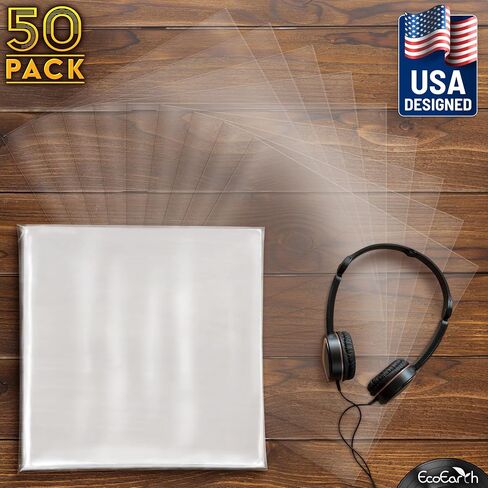 Premium Record Sleeves for Album Covers (50 Pack, 12 x 12 inch, 2 mil Thick), Protective Plastic Inner Sleeves for Vinyl Record Albums, Media Collection Protection by EcoEarth in Kuwait
