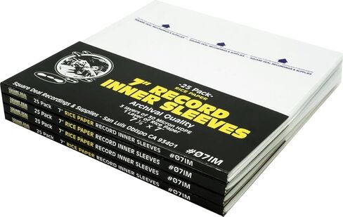 (100) 7" Record Inner Sleeves - 3-Layers of Archival Quality, Anti-Static HDPE with Rice Paper Enclosed Insert for Extra Rigidity #07IM in Saudi Arabia