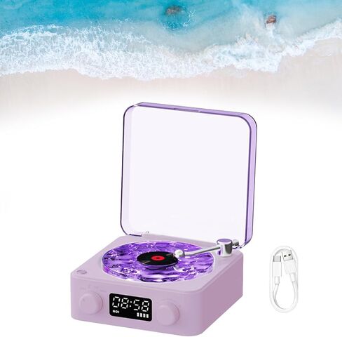 The Waves Vinyl Player, Waves Vinyl Bluetooth Speaker with Ambient Lights and Timer, Four Modes Portable Vintage Vinyl Speaker for Bedroom, Home in Saudi Arabia