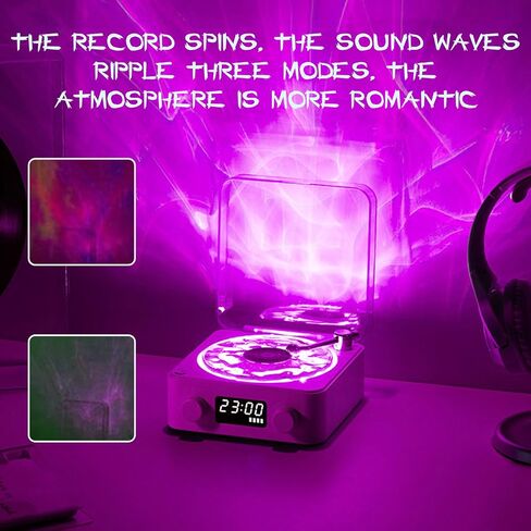 The Waves Vinyl Player, Waves Vinyl Bluetooth Speaker with Ambient Lights and Timer, Four Modes Portable Vintage Vinyl Speaker for Bedroom, Home in Saudi Arabia
