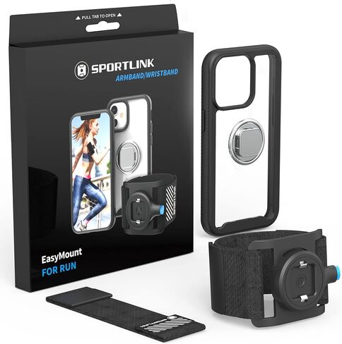 SPORTLINK متوافق مع سوار يد الجري iPhone 13 Pro Max - حامل سوار يد للهاتف الخلوي للجري مع جراب شفاف مقاوم للصدمات وحامل حلقة للهاتف لممارسة التمارين الرياضية واللياقة البدنية in Kuwait