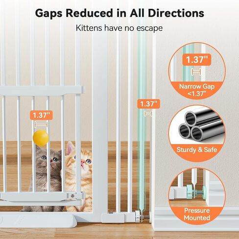 COMOMY 55.1" Extra Tall Pet Gate for Cats, 29.5-40.6" Extra Wide Cat Gate with Adjustable Cat Door, Pressure Mounted Easy Walk Through Pet Gate with Door for Stairs, Doorways, Kitchen(White) in Saudi Arabia