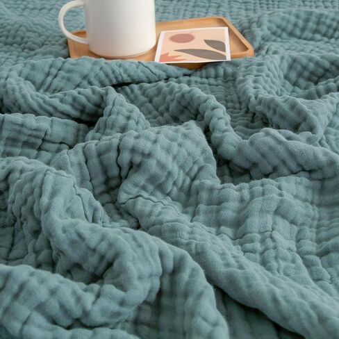 EMME Cotton Blanket King Size for Bed Soft Muslin Blankets 108"x90" Lightweight Breathable Layering Blanket Bedspread Coverlet All Season Gauze Blanket, Light Tan in Saudi Arabia