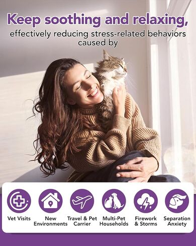 Calming Collar for Cats -4 Pack Soother Cats Calming Collars Anxiety Relief Stress Drug-Free & Lavender-Free -Adjustable for Small, Medium Large Cat -Natural Ingredients Pheromones Rapid Effect Grey in Saudi Arabia
