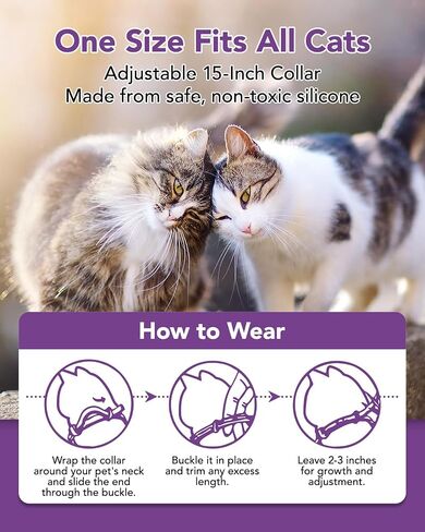 Calming Collar for Cats -4 Pack Soother Cats Calming Collars Anxiety Relief Stress Drug-Free & Lavender-Free -Adjustable for Small, Medium Large Cat -Natural Ingredients Pheromones Rapid Effect Grey in Saudi Arabia