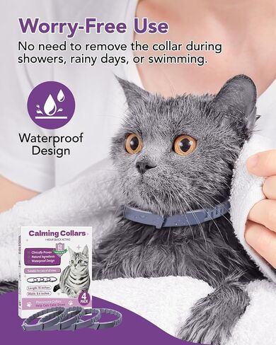 Calming Collar for Cats -4 Pack Soother Cats Calming Collars Anxiety Relief Stress Drug-Free & Lavender-Free -Adjustable for Small, Medium Large Cat -Natural Ingredients Pheromones Rapid Effect Grey in Saudi Arabia
