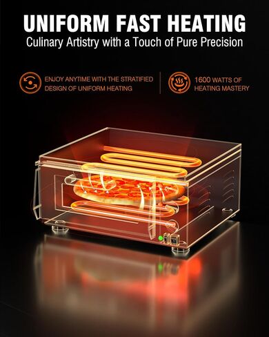 PYY Electric Pizza Oven with Pizza Stone for Restaurant Home, 16 Inch Countertop Pizza Oven with 60-min Ring Timer, Commercial Pizza Oven with 2 Large Heat Tube, 120V/1600W, ETL listed in Saudi Arabia