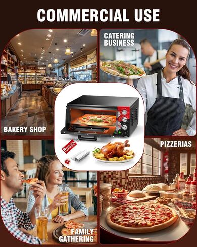 PYY Electric Pizza Oven with Pizza Stone for Restaurant Home, 16 Inch Countertop Pizza Oven with 60-min Ring Timer, Commercial Pizza Oven with 2 Large Heat Tube, 120V/1600W, ETL listed in Saudi Arabia