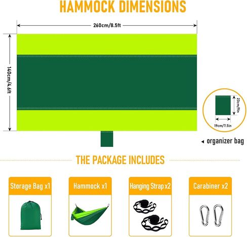 Camping Hammock - Hammock - Camping Gear - Single Hammock - Backpacking Tree Hammock - Hammock Camping for Kids - Hiking Gear - Portable Hammock for Camping - Travel Hammock - Outdoor (Orange+Grey) in Saudi Arabia