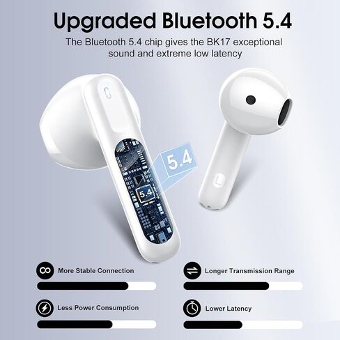 Wireless Earbuds, Headphones Wireless Bluetooth 5.4 Ear Buds, Wireless Earphones with 4 Mic, 40H Playtime Noise Canceling Headphones with LED Display, IP7 Waterproof Earphones for Android iOS, Azure in Kuwait