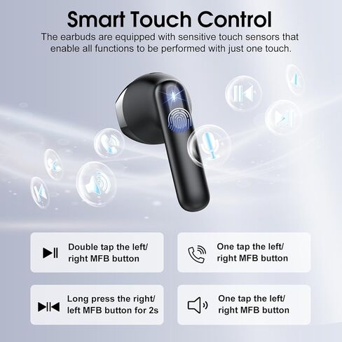 Wireless Earbuds, Headphones Wireless Bluetooth 5.4 Ear Buds, Wireless Earphones with 4 Mic, 40H Playtime Noise Canceling Headphones with LED Display, IP7 Waterproof Earphones for Android iOS, Azure in Kuwait
