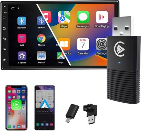 Wireless Carplay and Android Auto Adapter 2-in-1 | Quick Connection & Auto Reconnect | Bluetooth 5.3 & 5.8Ghz WiFi| High Performance | Easy to Use & Setup iOS & Android in Saudi Arabia