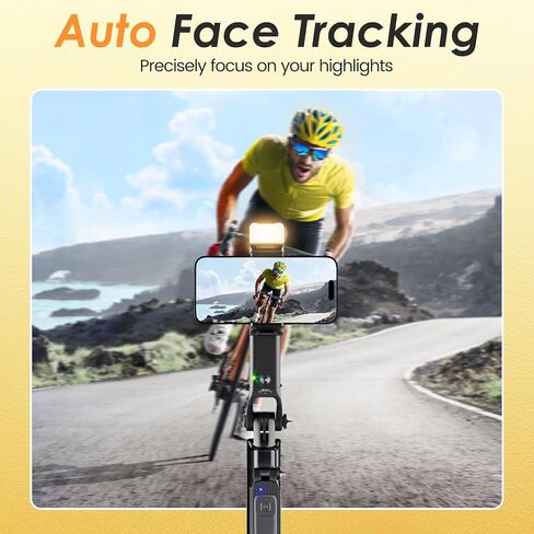 Marchpower 63" Remote Auto Face Tracking Tripod 360°Rotating for iPhone with Light, Motion Sensor Phone Tripod Stand, Face Body Phone Camera Mount Gesture Control for Vlog/Live Stream/Video Recording in Saudi Arabia